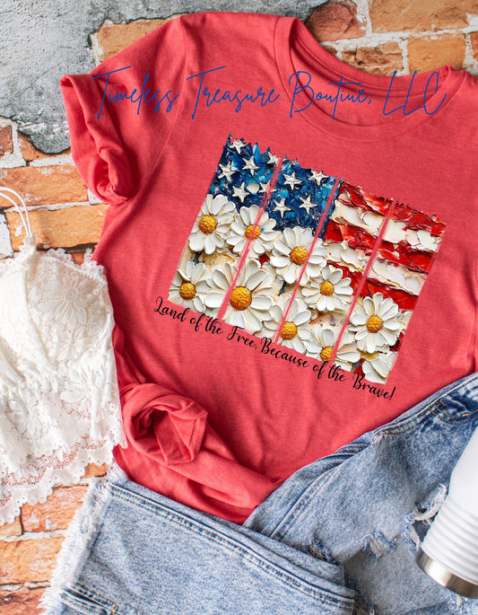 American Flag with Flowers