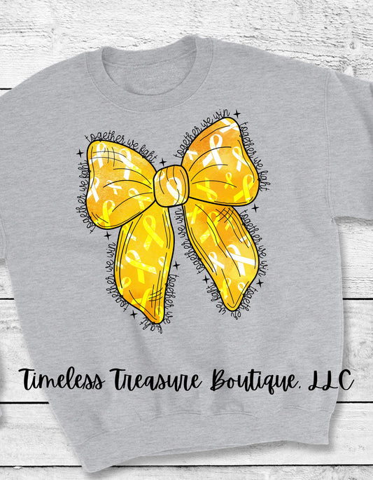 Childhood Cancer Awarenessw Bow with words